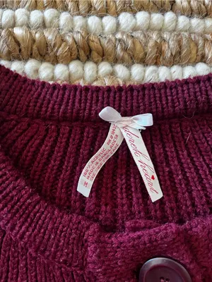 Derek Heart Vintage Burgundy Knit babydoll Button Cardigan thumbnail 2