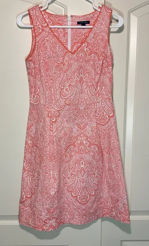 Tommy Hilfiger Paisley Print Dress‎ Sleeveless Coral White A Line Career Flare 2 thumbnail 1