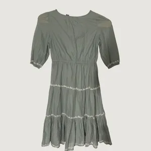 3271 | Lucky Brand Embroidered Tiered Midi Dress Sage Green Cotton Women L thumbnail 5