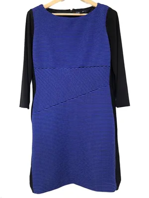 Chaps Plus Womens Striped stretch knit dress blue black stripe size 16 NEW Work thumbnail 2