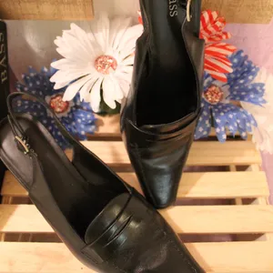 Bass SlingBack Black Pumps Penny Loafer Style 7M thumbnail 3