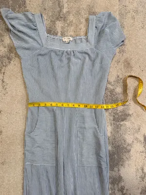 Monteau Striped Blue and White Jumpsuit thumbnail 7