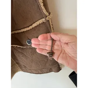 Robbi & Nikko Hooded Vest Women's Medium Brown Faux Suede Sherpa Sleeveless thumbnail 3