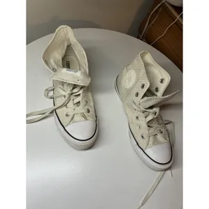 Women's Converse Size 8 Chuck Taylor All Star Hi Snake Skin Woven White Waffle‎ thumbnail 2