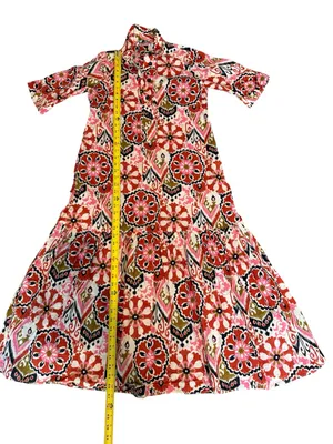 Zara Red and Pink Printed Midi Shirt Dress size S thumbnail 11