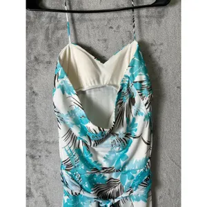 Tropical Resort Halter Dress Ruched A-Line Island Vacation Beach Coastal Chic S thumbnail 4