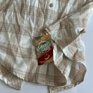 She & Sky NWT Tan‎ Plaid Top Sz S thumbnail 4