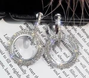 Women's AAA CZ Diamond Double Circles Silver Hoop Earrings thumbnail 1
