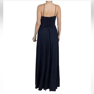 Julia Jordan Navy Blue Sleeveless Front Twist Drape A-Line Maxi Evening Gown thumbnail 2