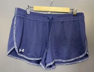 Under Armour Running Shorts Womens Large Blue HeatGear Elastic Waist Gym thumbnail 1