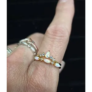 NEW Beautiful Chevron Opal Ring,‎ Pretty Pearl Ring, Size 6 thumbnail 9