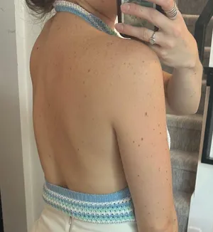 Blue Mint And White Crochet Crop Top Multiple thumbnail 2