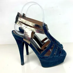 MARNI Blue/Silver Strappy Platform Heels Stiletto Sandals - Size 6.5 thumbnail 4