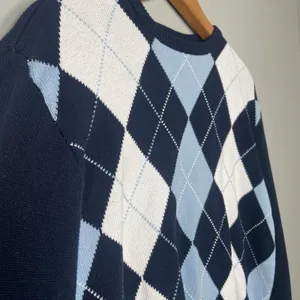 Brandy Melville Blue White Argyle Bernadette‎ Sweater Preppy Y2K Academia 90s thumbnail 4