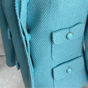 Talbots Long Sleeve Teal Textured Wool Blazer thumbnail 3
