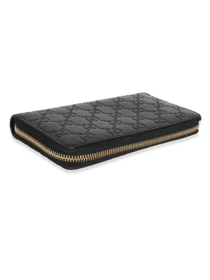 Gucci Black Embossed GG Zip Wallet with Gold Hardware thumbnail 5
