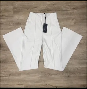 Venti 6 pleather high waist wide leg white pants S thumbnail 4