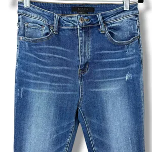 RISEN Denim Medium Wash Distressed High Rise Slim Straight Ankle Jeans Size 9/29 thumbnail 3