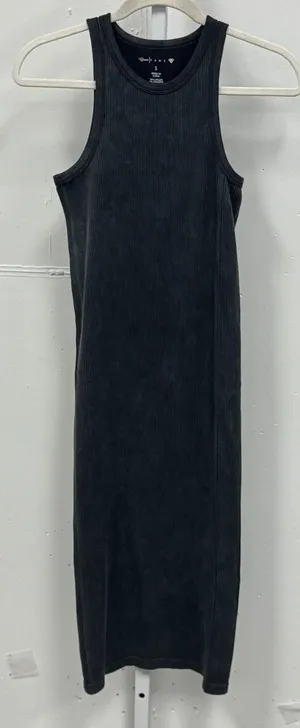 Brave Fame‎ Ribbed Racerback Midi Dress Charcoal Grey Mineral Wash Small Bodycon thumbnail 1