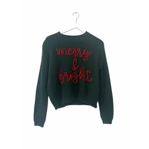 Queen of Sparkles Merry & Bright Christmas Sweater Green Size Large thumbnail 2
