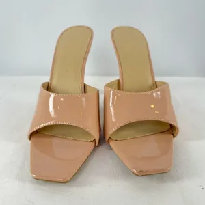 Wild Diva Lounge Vegan Leather Square Open Toe Stiletto Heeled Pump in Tan Sz 8‎ thumbnail 4