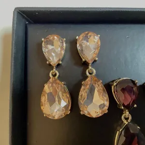 Crystal Drop Earrings, 2 pairs Gold thumbnail 3