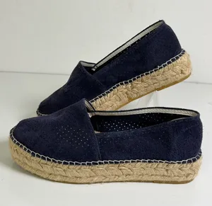 Espadrij L’Originale Women’s Navy Suede Platform Espadrille Loafer US 7.5-8 NWOT thumbnail 1