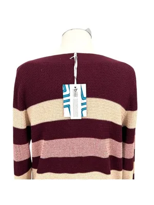 Market & Spruce Striped Boatneck Sweater Burgundy Pink Cream Size 2X NWT thumbnail 7