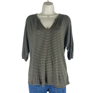 Soft Joie 3/4 Dolman Sleeves V Neck Striped Casual Top Green Size XS thumbnail 2