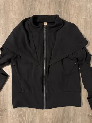 ALO Yoga‎ Small Mix Jacket Zip Up Cut Out Long Sleeve Fleece Hooded Casual Black thumbnail 4