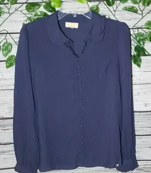 ModCloth button down collared ruffle cuffed Medium thumbnail 1
