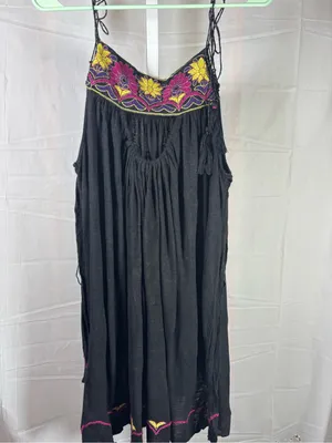 Free People Black Tiered Embroidered Tie-String Camisole thumbnail 5