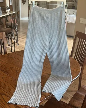 Gray Sweater Pants Comfy Ribbed New Size M thumbnail 10