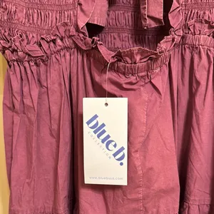 Purple Ruffled Smocked Sundress with Cap Sleeves Size L thumbnail 4