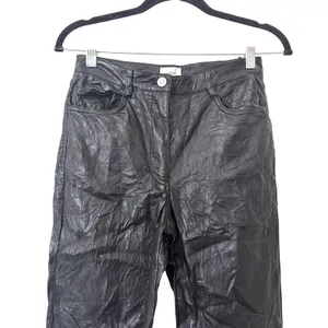 ARITZIA Wilfred Crinkle Faux Leather Pant Black Sz‎ 4 thumbnail 4