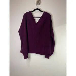 ZENANA Women's Medium Purple Waffle Knit‎ Oversized Cowl Neck Sweater thumbnail 2