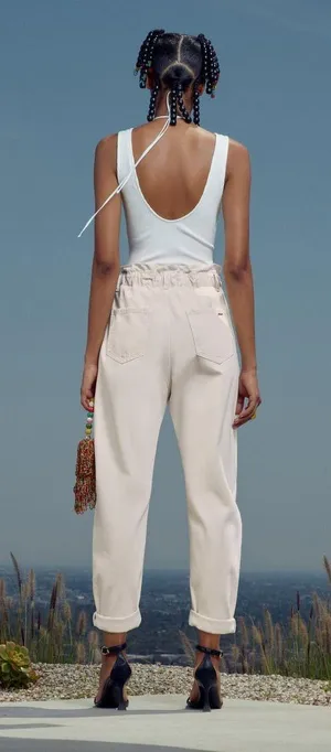 Zara NWT Z1975 Baggy High Waisted Paperbag Jeans Ecru Off White Size 30 thumbnail 2