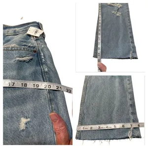 Old Navy Womans Sky High Straight distressed, Button fly -cut off jeans Sz 14 thumbnail 8