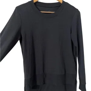ALO YOGA Hi Low Black Long Sleeve Knit Slit Pullover Top Tunic thumbnail 5