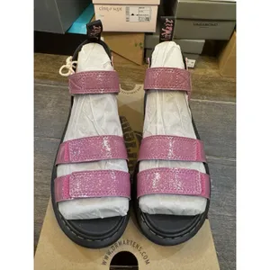 NEW DR MARTENS Klaire Y Strap Sandals Shoes Pink Glitter Girls Size 38 Women's 7 thumbnail 4