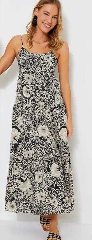 Tuckernuck‎ Hyacinth House Floral Tiered Tilly Dress sz m NEW black cream boho thumbnail 1