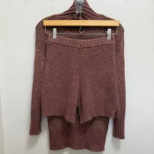 Free People Beach 2 pc Set Trez Knit Sweater Shorts Brown Multi Size XS thumbnail 3