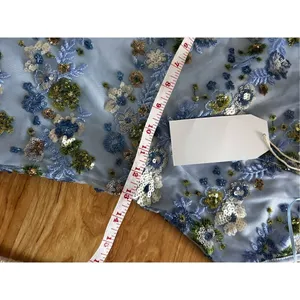 Blue sequence flower dress size medium thumbnail 6