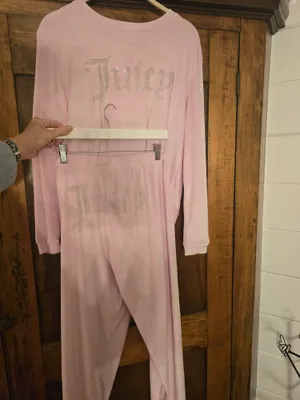 Juicy Couture Pink Velvet Logo-Studded Track Pants And Top Large thumbnail 8