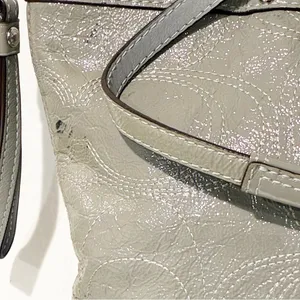 COACH E1120-F15142 Patent Leather Stitched C‎ Tote Shoulder Bag Grey thumbnail 2