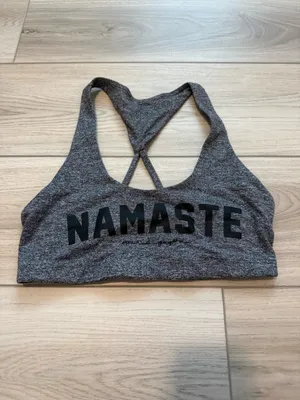 Spiritual Gangster Namaste Athletic Paradise Yoga Sports Bra - Gray thumbnail 2