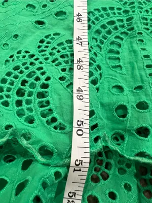 FARM Rio Green Richelieu Cutwork Midi Dress Bright Green Eyelet Cotton Sz M NWT thumbnail 14