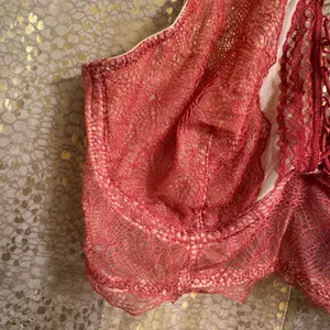 Victorias Secret Very Sexy High Neck Lace Strappy Bralette Begonia Soft Red Medi thumbnail 5
