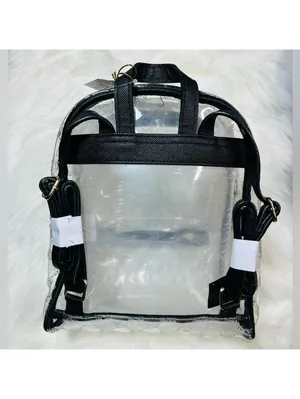 bebe Clear Logo Backpack Black Trim Mini Backpack NWT thumbnail 5