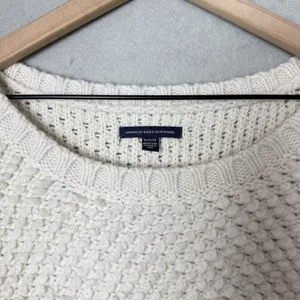 American Eagle Outfitters Ivory White Popcorn Knit Sweater Wool Alpaca Blend M thumbnail 3